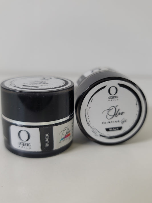 Painting gel black organic nails